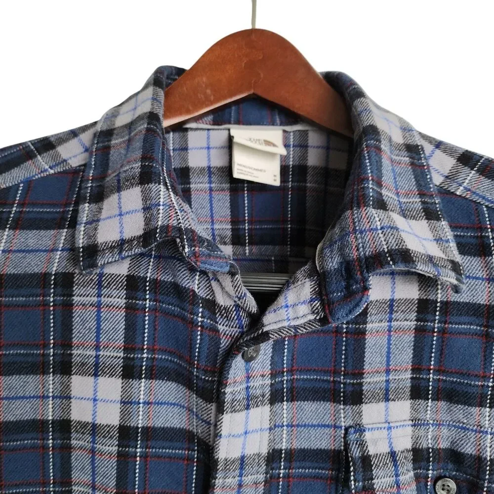 The North Face Flannel Shirt Mens Medium M Blue Gray Plaid Long Sleeve Cotton